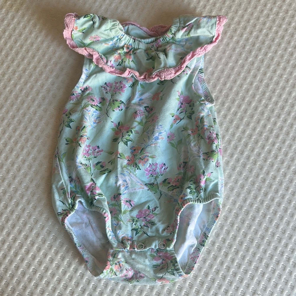Floral Baby Romper with Ruffle Trim